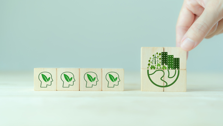 グリーン企業をイメージしたブロックが並んでいる画像