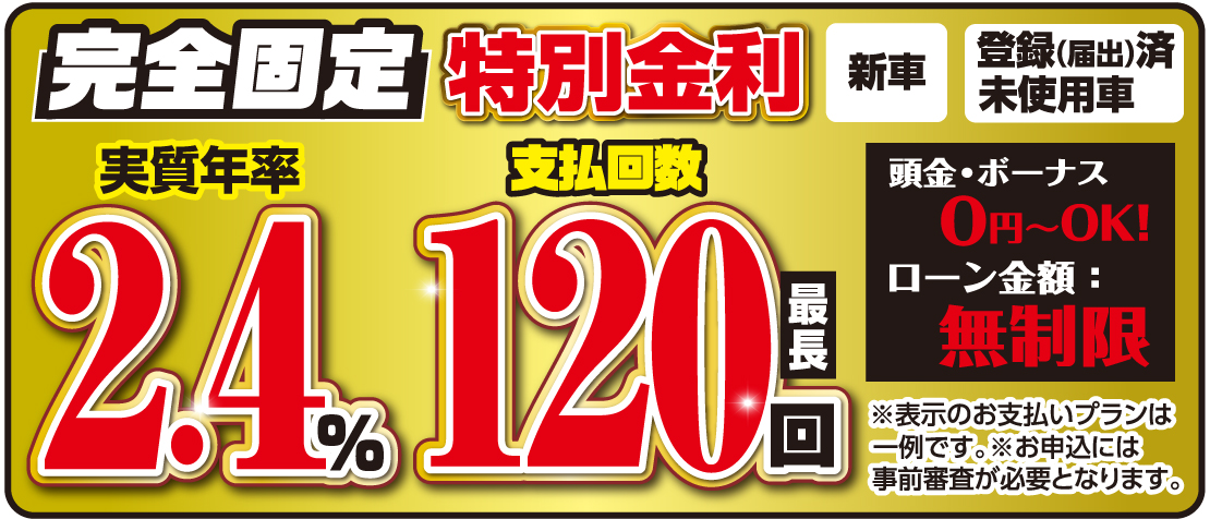 完全固定 特別金利ローン2.4% 支払回数最長120回